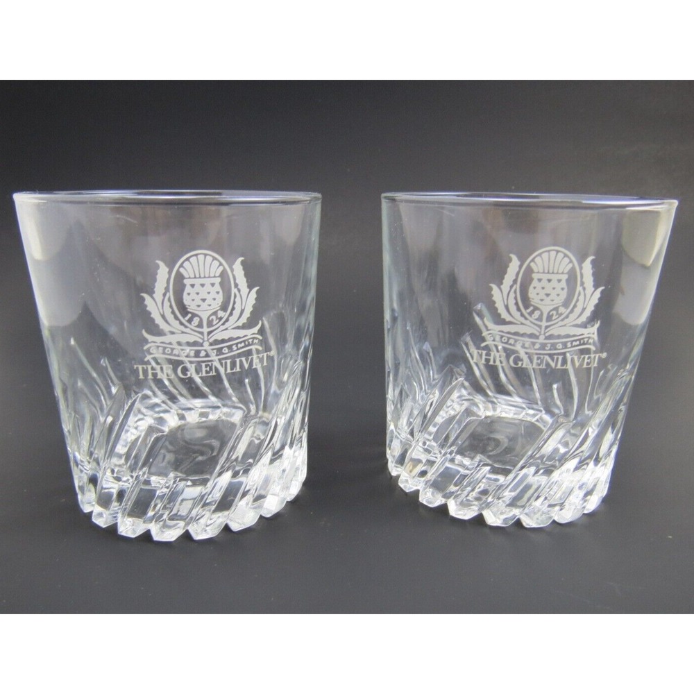 Vintage The Glenlivet Rocks Lowball Whiskey Scotch Glasses Heavy Base France